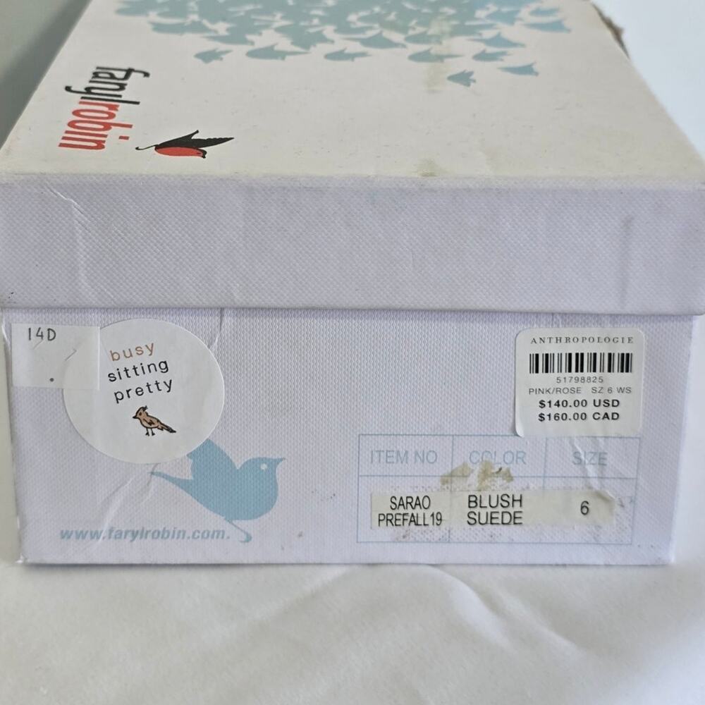 Anthropologie Farylrobin Sarao Blush Suede Mule Heels Size 6 - Picture 7 of 7